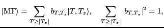 $\displaystyle \vert\textrm{MF} \rangle = \sum_{T\geq \vert T_z\vert}b_{T,T_z}\vert T,T_z\rangle, \quad \sum_{T\geq \vert T_z\vert} \vert b_{T,T_z}\vert^2 = 1,$