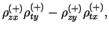 $\displaystyle \rho_{zx}^{(+)}\rho_{ty}^{(+)} -
\rho_{zy}^{(+)}\rho_{tx}^{(+)} ,$