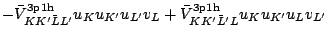 $\displaystyle -\bar{V}^{\rm 3p1h}_{{K} {K}^\prime \bar{L} {L}^\prime}u_{K}u_{K^...
... 3p1h}_{{K} {K}^\prime \bar{L}^\prime {L}}u_{K} u_{K^\prime} u_{L} v_{L^\prime}$