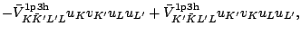 $\displaystyle -\bar{V}^{\rm 1p3h}_{{K} \bar{K}^\prime {L}^\prime {L}}u_{K}v_{K^...
...1p3h}_{{K}^\prime \bar{K} {L}^\prime {L}}u_{K^\prime} v_{K} u_{L} u_{L^\prime},$
