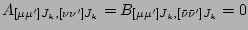 $A_{[\mu\mu^\prime]J_k,[\nu\nu^\prime]J_k}=
B_{[\mu\mu^\prime]J_k,[ \bar{\nu} \bar{\nu}^\prime ]J_k}=0$