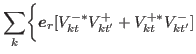 $\displaystyle \sum_{k}\biggr\{ \bbox{e}_{r}[V^{-\ast}_{kt} V^{+}_{kt'} +V^{+\ast}_{kt} V^{-}_{kt'}]$