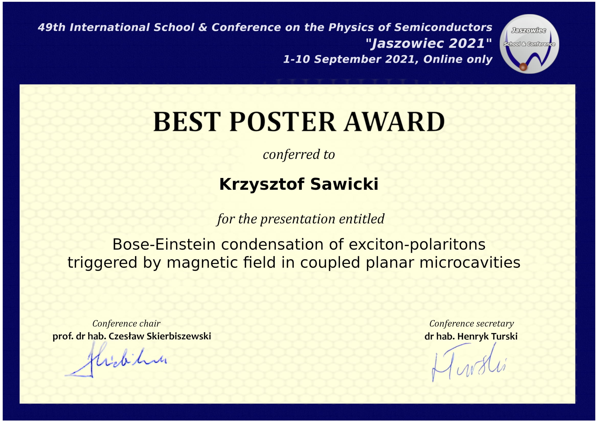 Best Poster Award Best Poster Award