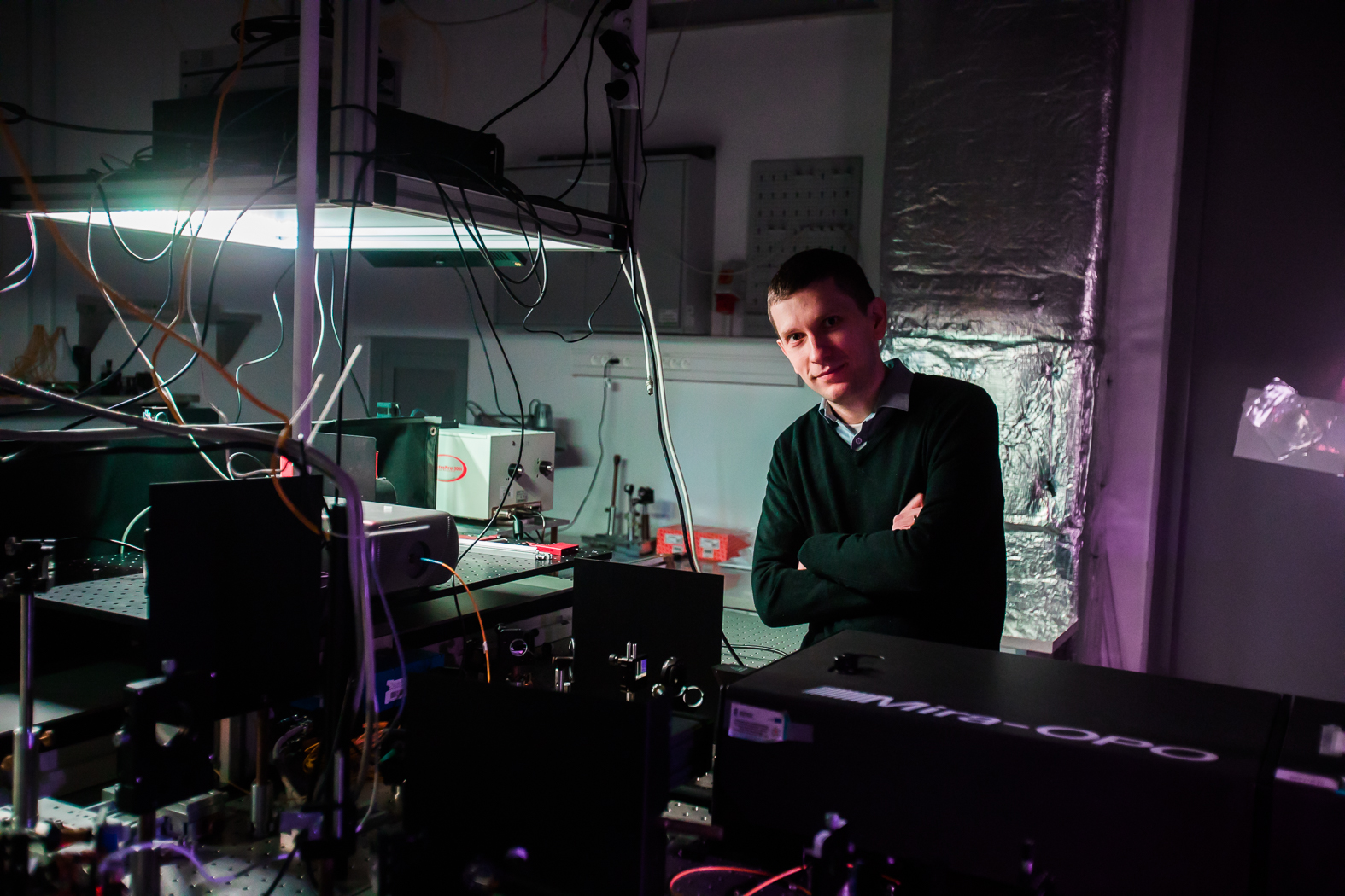 Experimental optics laboratory with research equipment