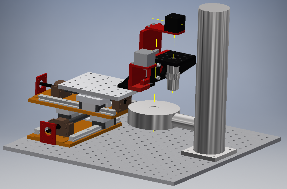 A CAD model of the setup