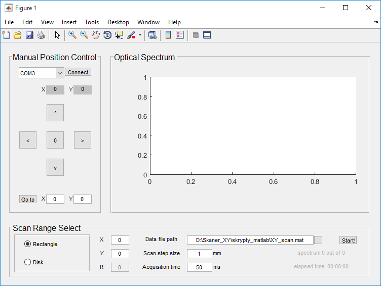 Matlab program for xy setup control